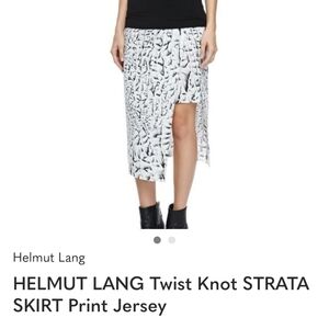 Helmut Lang Black and White Asymmetric Twist-Knot Midi Skirt